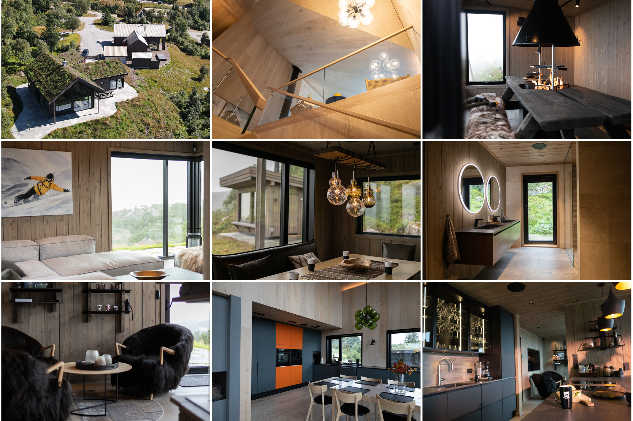 Hyttene blir nøye plassert for å harmonisere med naturen. Med arkitektur inspirert av sagalitteraturen, er hyttenes design en fin blanding mellom det tradisjonelle og det moderne.